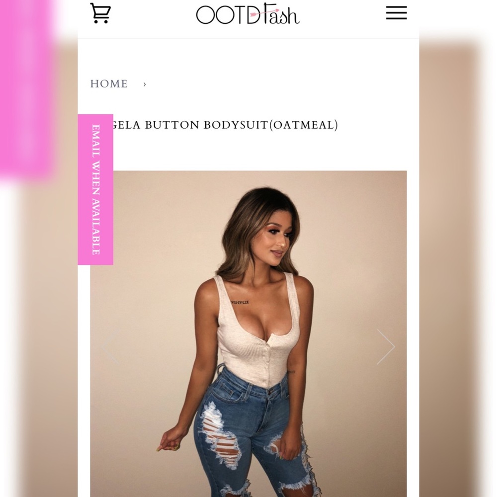 OOTDFASH Angela Button Bodysuit (Oatmeal)